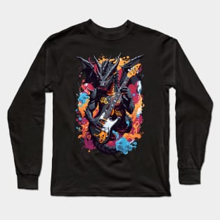 Black Dragon Guitarist Long Sleeve T-Shirt